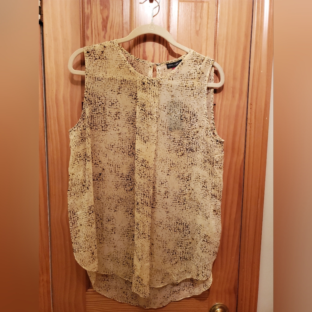 NWT - Vince Camuto Sheer Top in Yellow and  Black - Size L